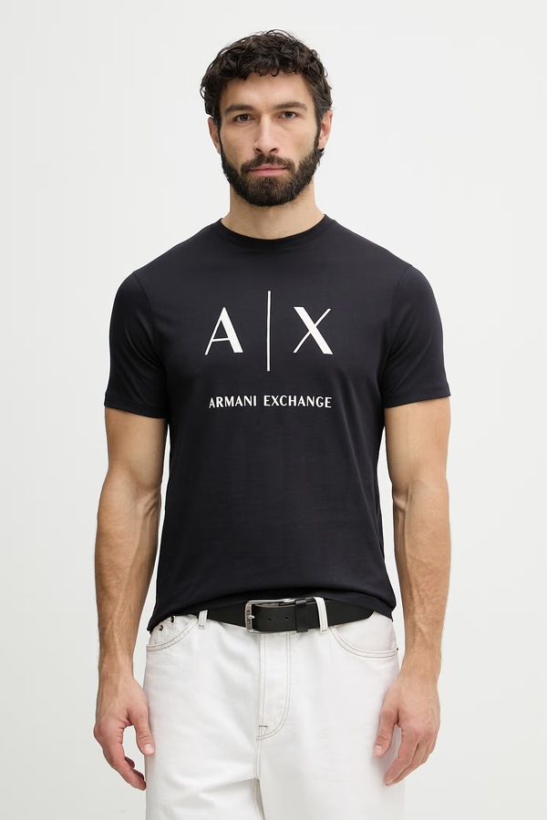 Футболка чоловіча бавовняна Armani Exchange колір темно-синій