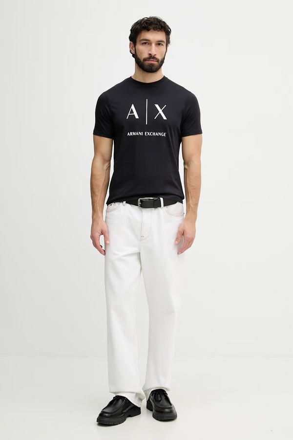 Футболка чоловіча бавовняна Armani Exchange колір темно-синій
