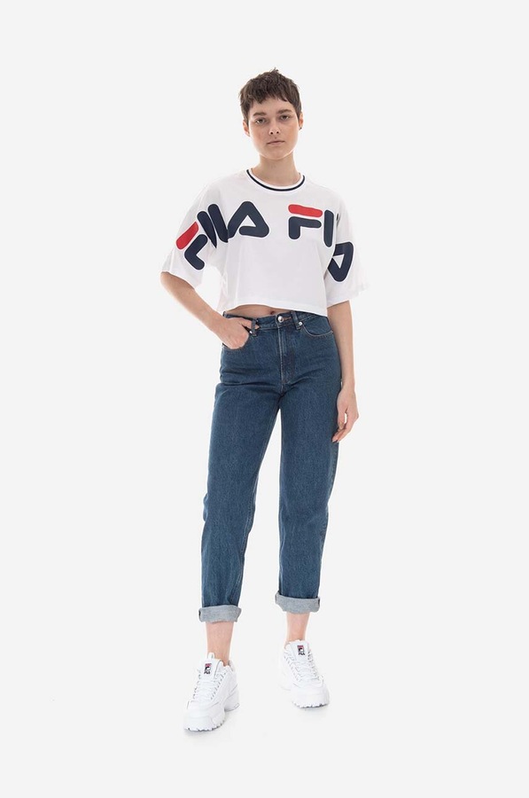 Бавовняна футболка Fila Barr Cropped Wide Tee колір білий фото 2