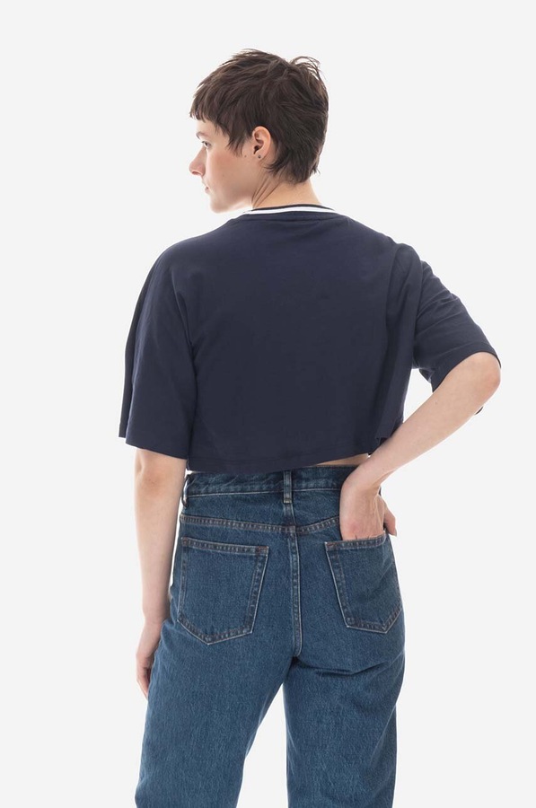 Хлопковая футболка Fila Barr Cropped Wide Tee цвет синий фото 2