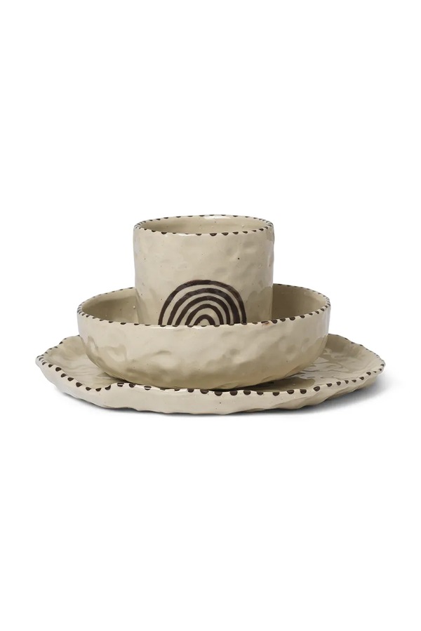 Дитячий набір для сніданку Ferm Living Naive Ceramic Set 3-pack колір бежевий фото 2