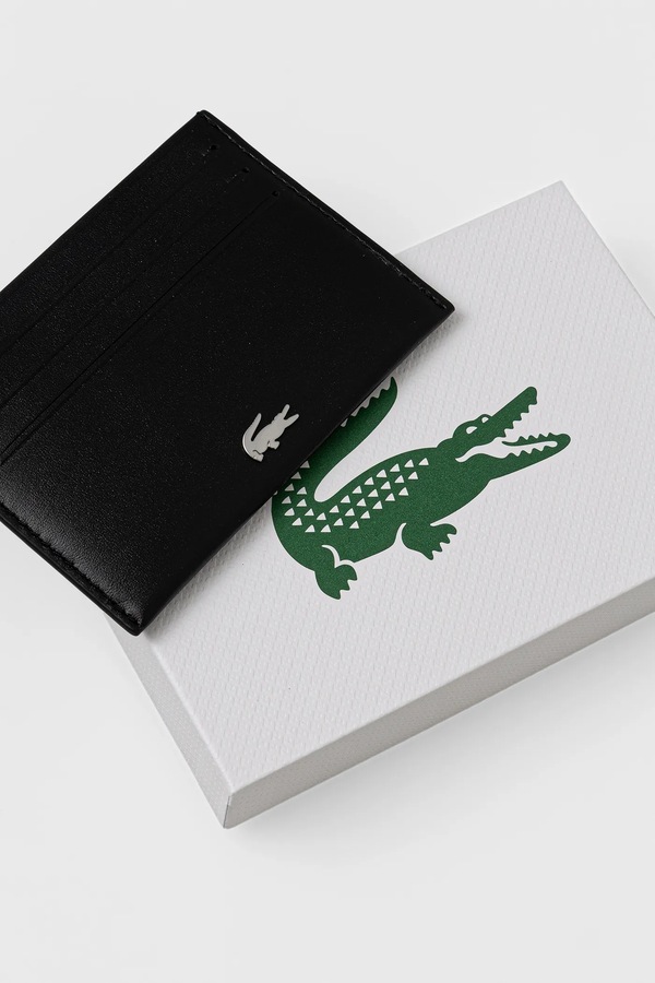 Чохол для карток чоловічий шкіряний Lacoste колір чорний фото 3