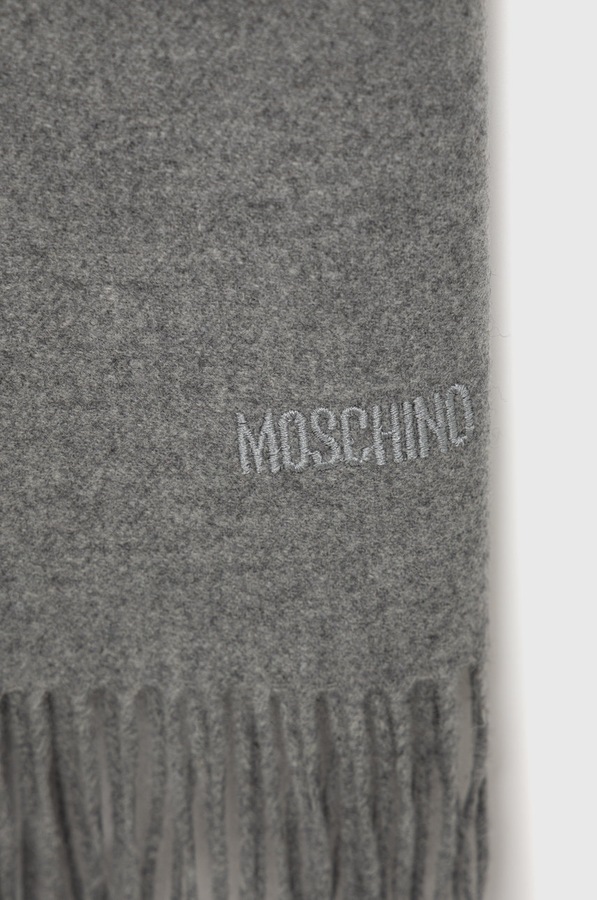 Шарф чоловічий із мериносової вовни Moschino колір сірий фото 2