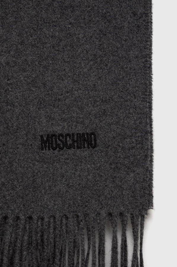 Шарф чоловічий із мериносової вовни Moschino колір сірий