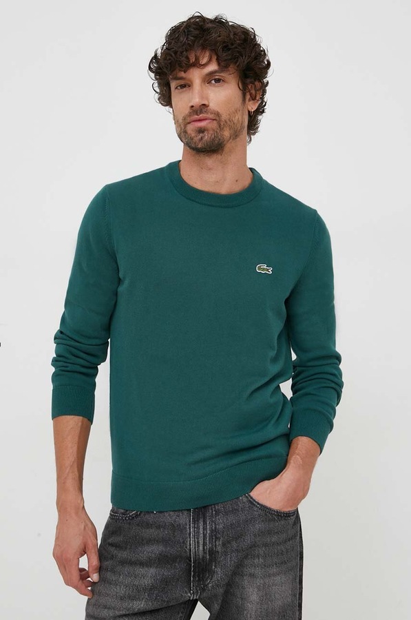Свитер мужской хлопковый Lacoste цвет зеленый фото 2