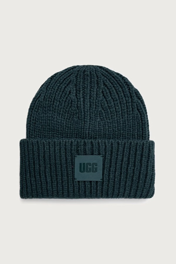 Шапка beanie жіноча з додаванням вовни UGG колір зелений