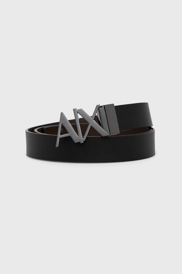 Ремень мужской кожаный Armani Exchange цвет черный фото 2
