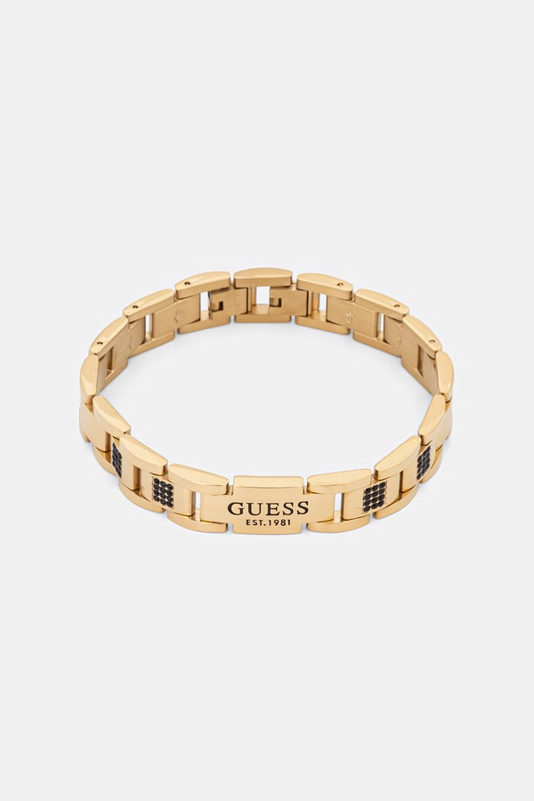 Браслет чоловічий з нержавіючої сталі з кристалом Guess колір золотий