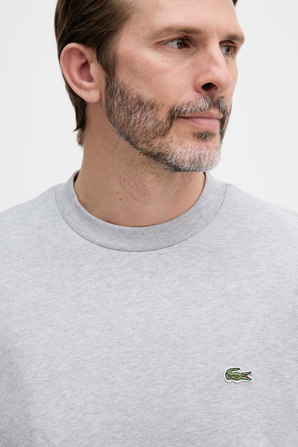 Кофта чоловіча з бавовною Lacoste колір сірий фото 4
