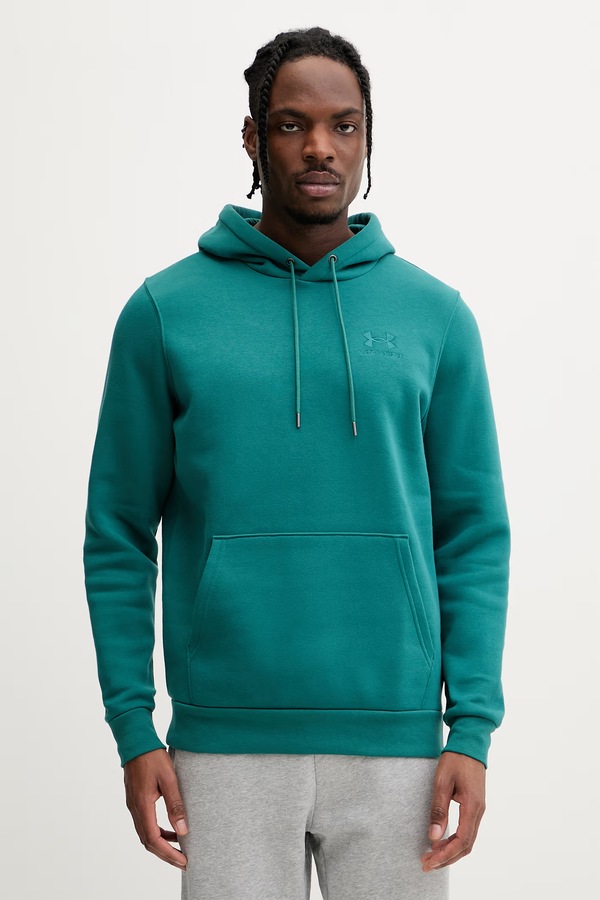 Кофта з капюшоном чоловіча з бавовною Under Armour Essential Fleece колір зелений
