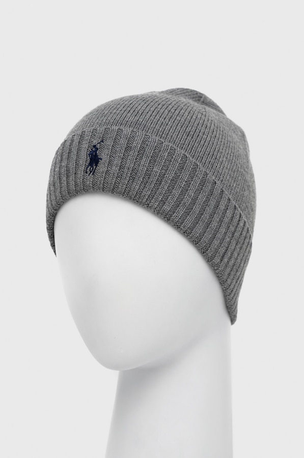 Вовняна шапка Polo Ralph Lauren колір сірий