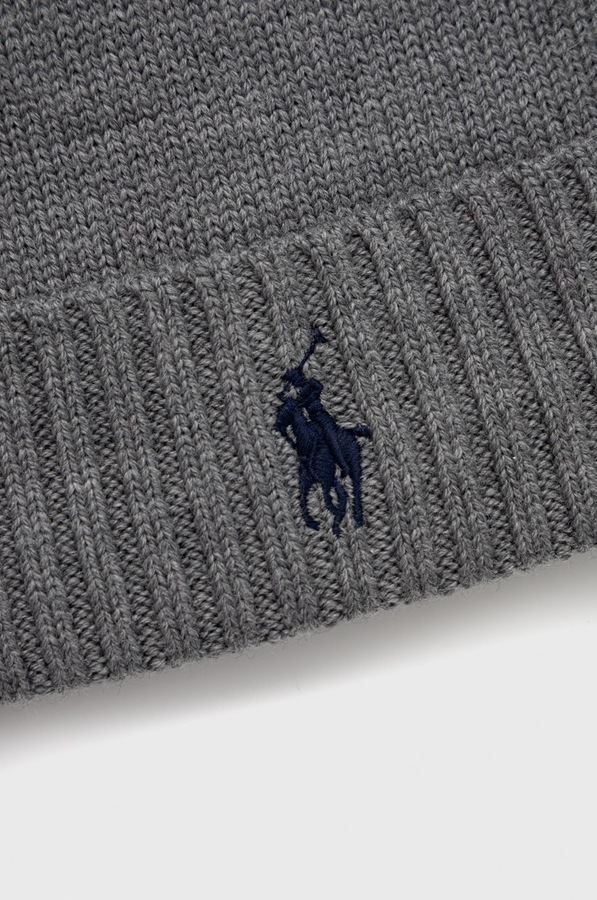Вовняна шапка Polo Ralph Lauren колір сірий фото 2