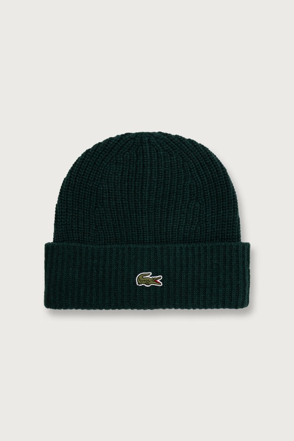 Шапка beanie вовняна Lacoste колір фіолетовий
