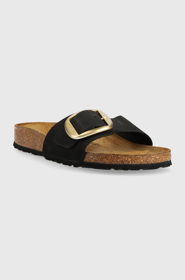 Шлепанцы из нубука Birkenstock Madrid Big Buckle цвет черный