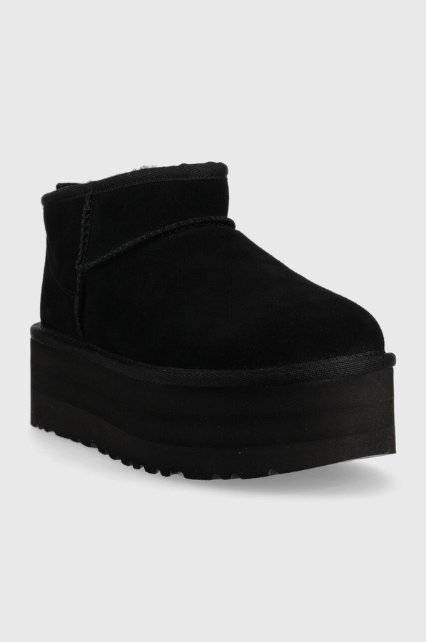 Замшевые сапоги UGG W Classic Ultra Mini Platform цвет черный