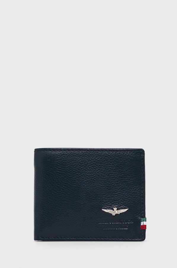 Шкіряний гаманець Aeronautica Militare колір синій