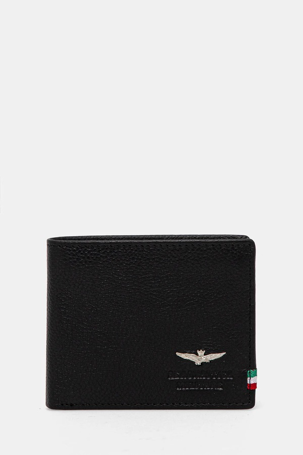 Шкіряний гаманець Aeronautica Militare колір чорний