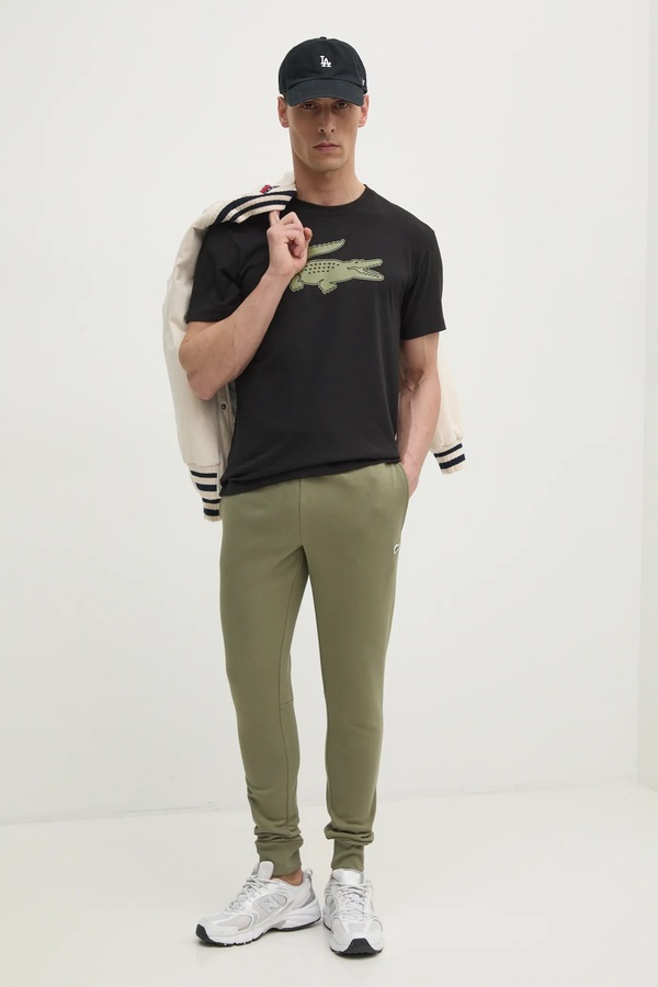 Спортивні штани чоловічі з бавовною Lacoste колір зелений фото 2