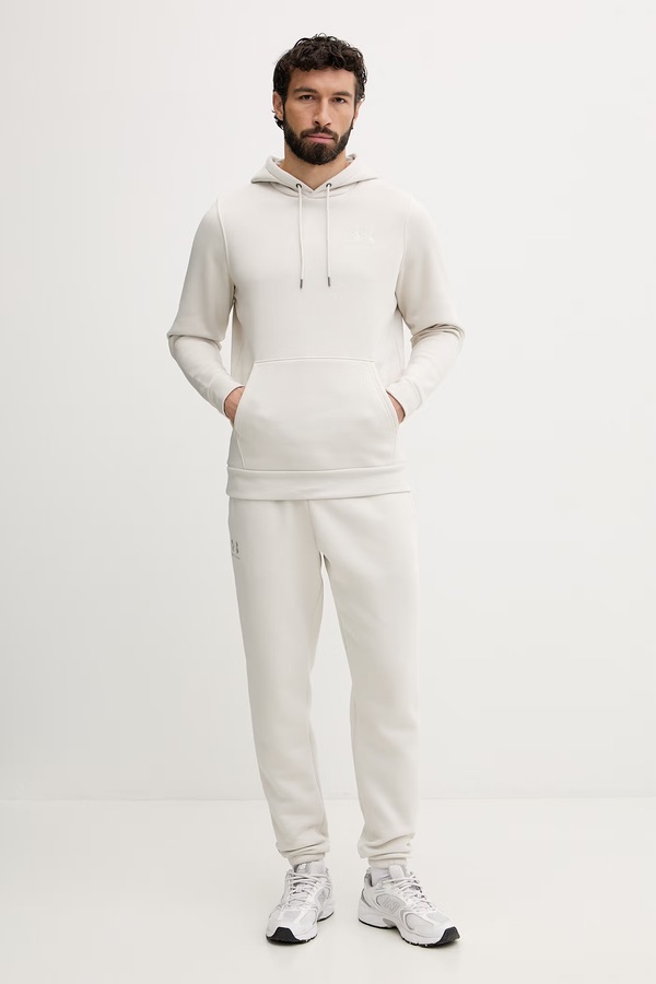 Спортивні штани чоловічі з бавовною Under Armour Essential Fleece колір бежевий фото 2
