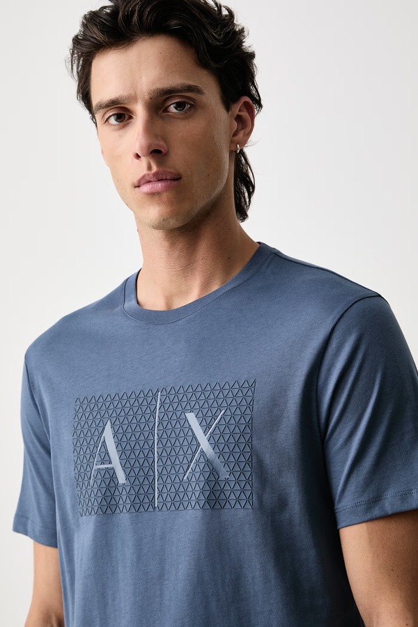 Футболка чоловіча бавовняна Armani Exchange колір блакитний фото 4