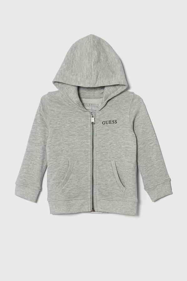 Дитяча бавовняна кофта Guess колір сірий