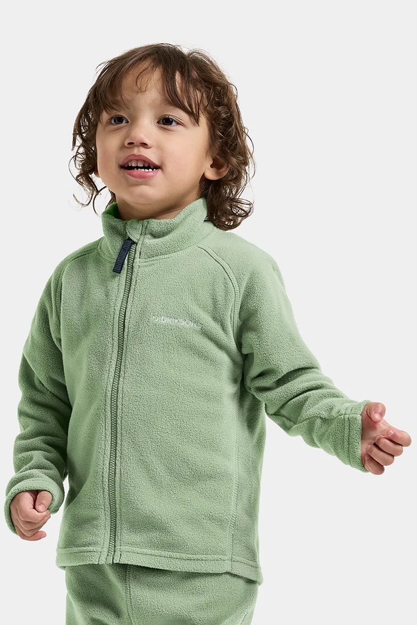 Флісова кофта дитяча Didriksons MONTE KIDS FULLZIP колір зелений