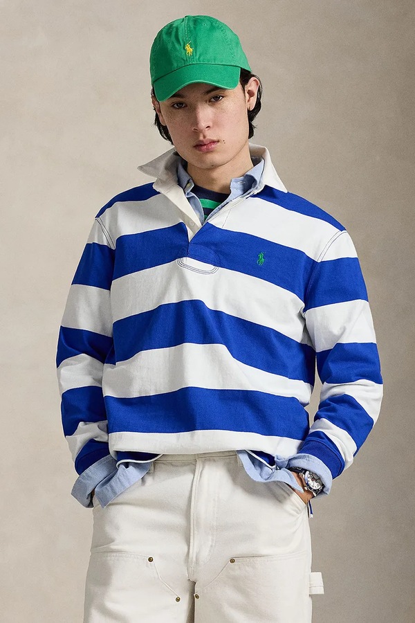Лонгслив мужской хлопковый Polo Ralph Lauren цвет голубой