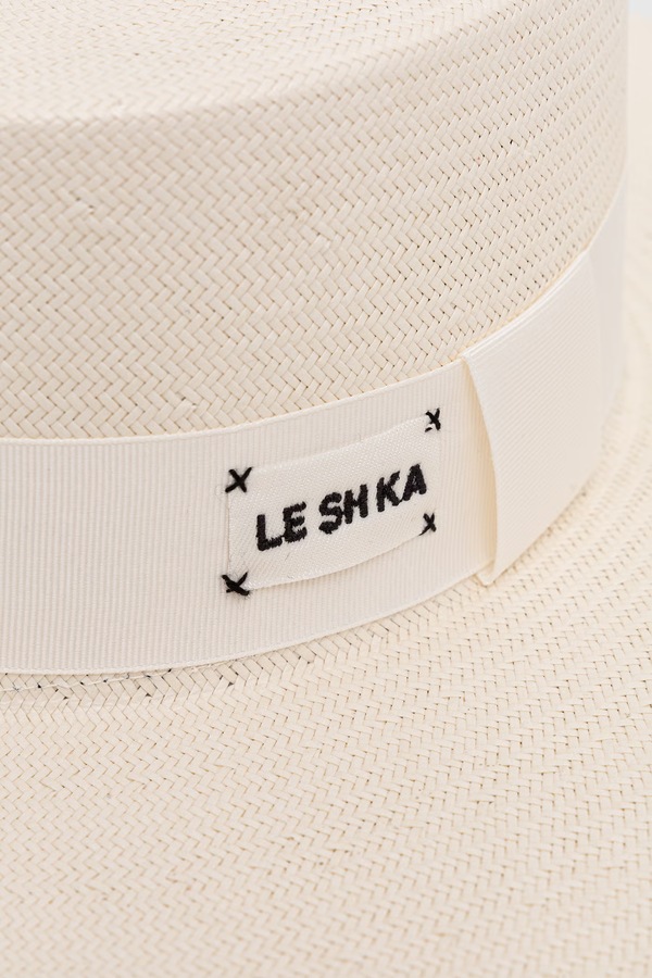 LE SH KA шляпа женский плетеный LE SH KA headwear White Canotier цвет бежевый фото 2