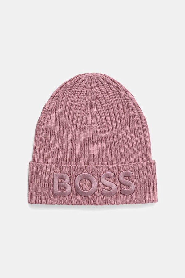 Шапка beanie жіноча вовняна BOSS Lara_hat колір рожевий