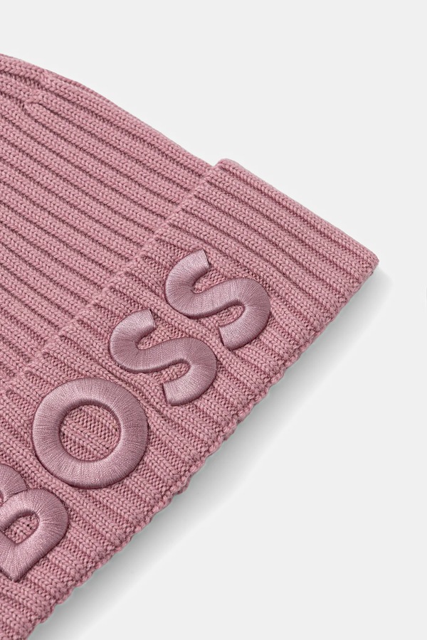 Шапка beanie жіноча вовняна BOSS Lara_hat колір рожевий фото 3