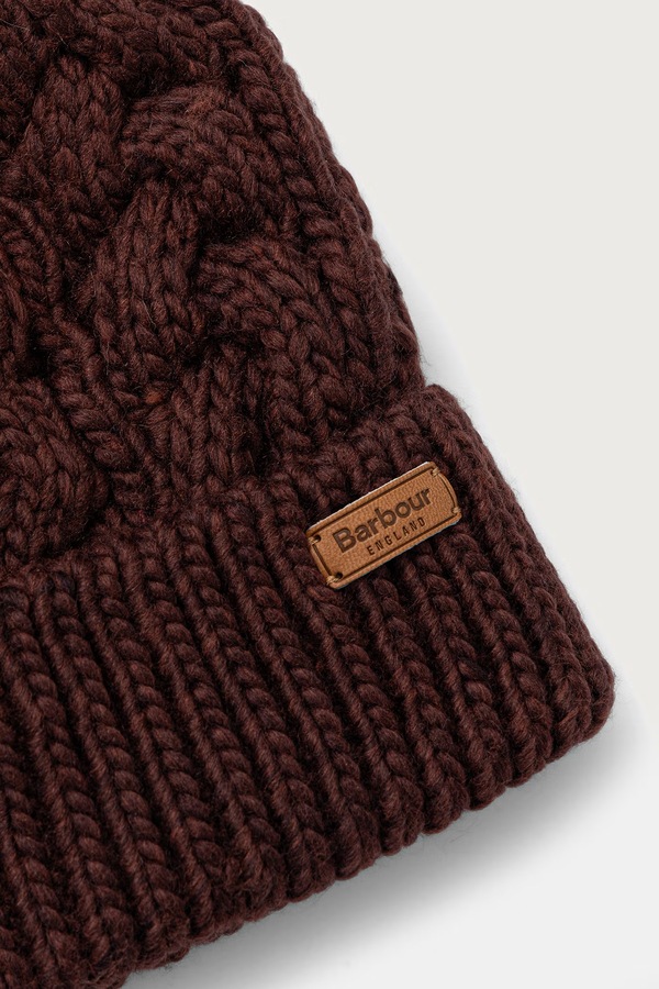 Шапка з помпоном жіноча Barbour колір коричневий фото 3