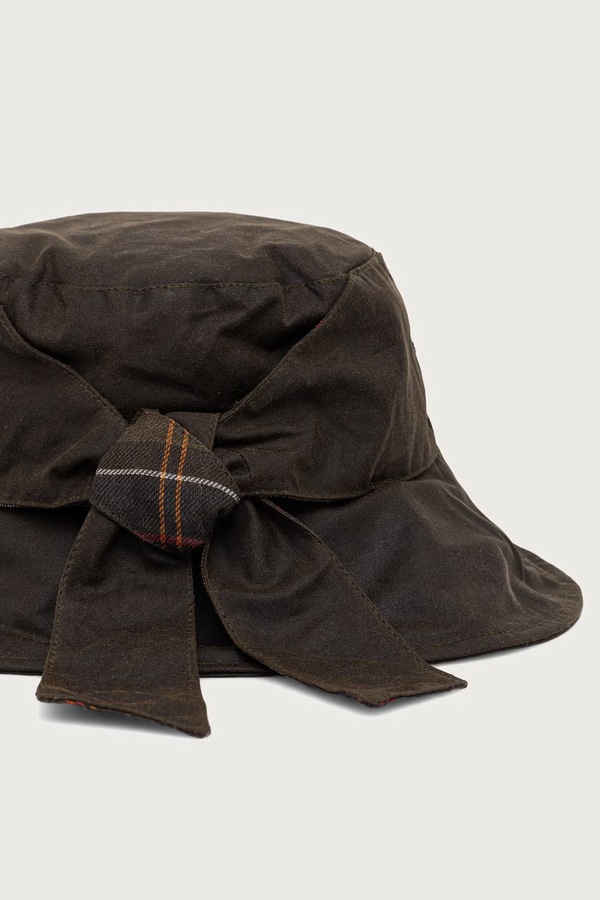 Капелюх жіночий бавовняний Barbour колір зелений фото 2
