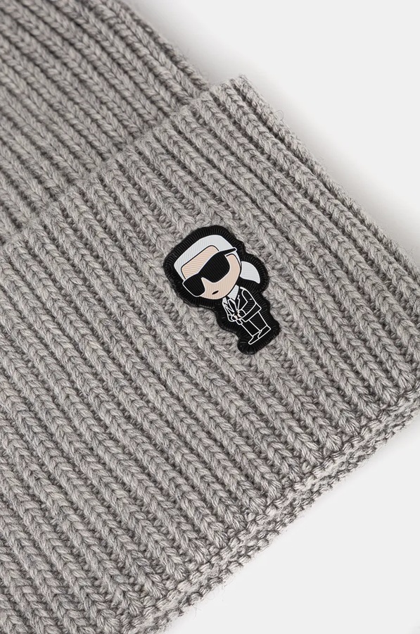 Шапка с примесью шерсти Karl Lagerfeld цвет серый фото 2