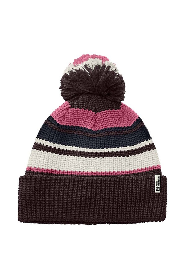 Дитяча шапка Jack Wolfskin POMPOM BEANIE колір фіолетовий