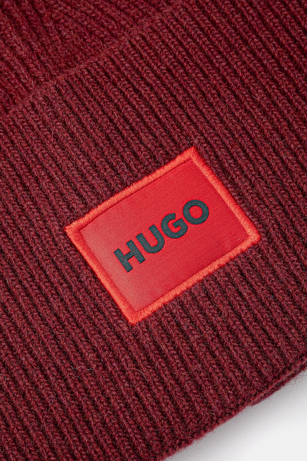 Шерстяная шапка HUGO Xaff 6 цвет черный фото 2
