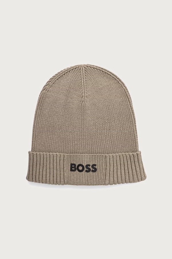 Шапка мужская из добавлением шерсти BOSS Green Asic_Beanie-X цвет бежевый