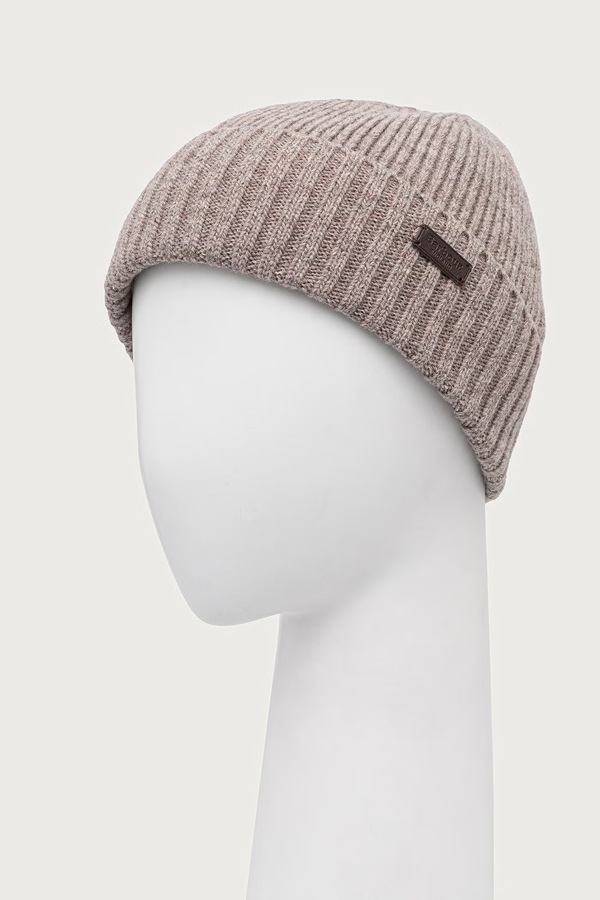 Шапка beanie чоловіча з вовною Barbour Carlton Beanie колір бежевий