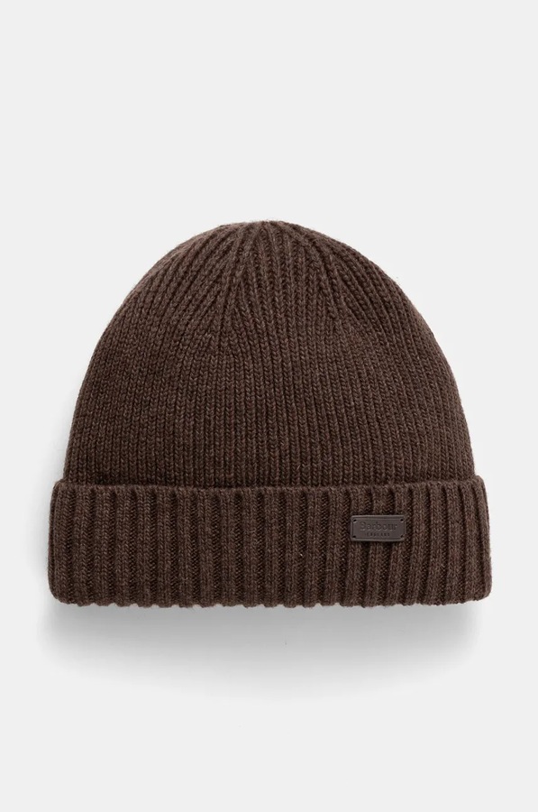 Шапка beanie чоловіча з вовною Barbour Carlton Beanie колір коричневий