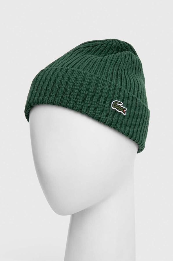 Шапка вовняна Lacoste колір зелений