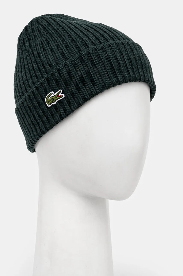 Шапка вовняна Lacoste колір зелений фото 2