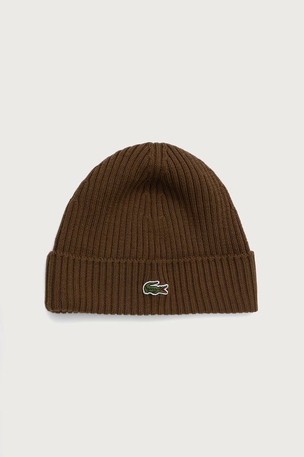 Шапка шерстяная Lacoste цвет коричневый