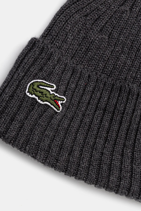 Шапка вовняна Lacoste колір сірий фото 2