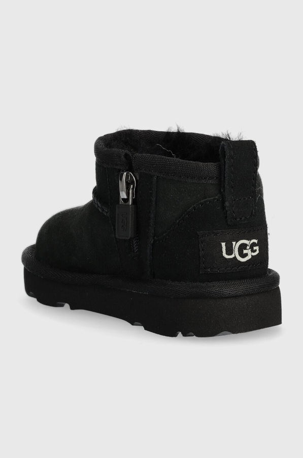 Снігові чоботи дитячі замшеві UGG CLASSIC ULTRA MINI колір чорний фото 3