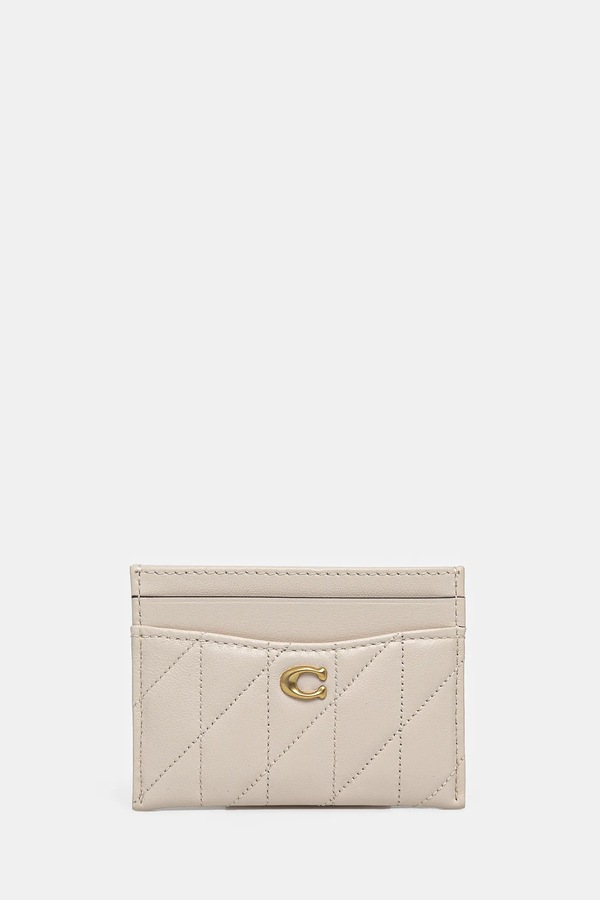 Шкіряний чохол на банківські карти Coach Essential Card Case колір бежевий