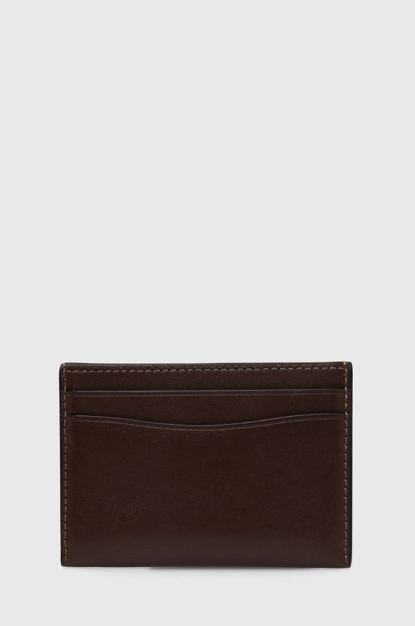 Шкіряний чохол на банківські карти Coach Essential Card Case колір коричневий фото 2