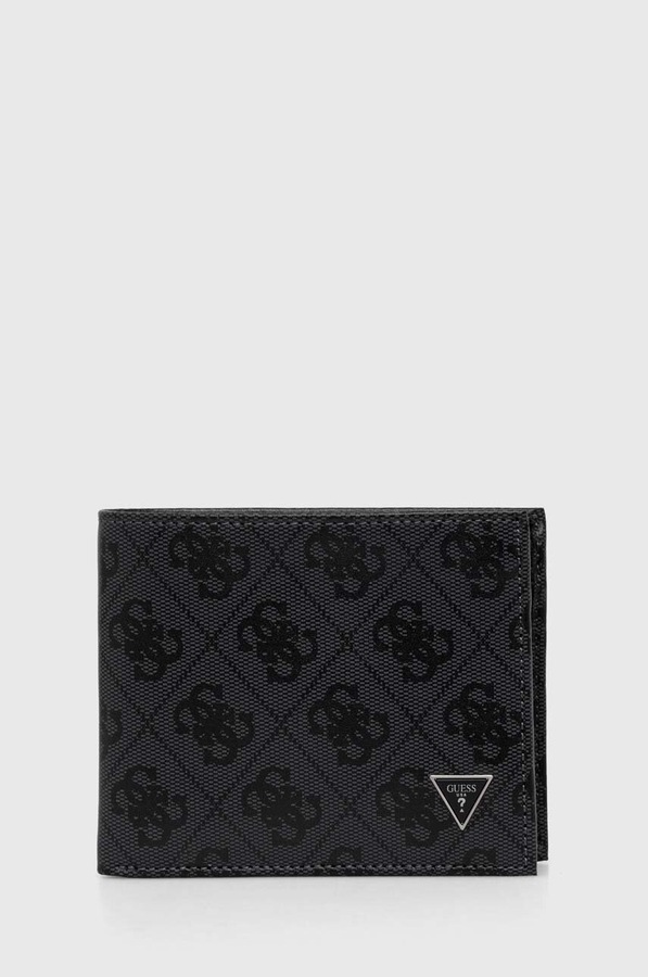 Шкіряний гаманець Guess колір чорний