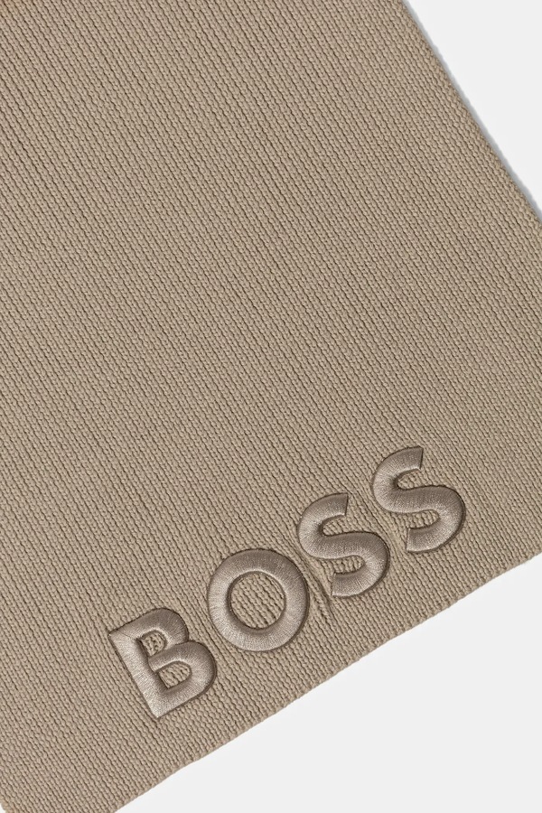 Вовняний шарф BOSS Lara_scarf колір бежевий