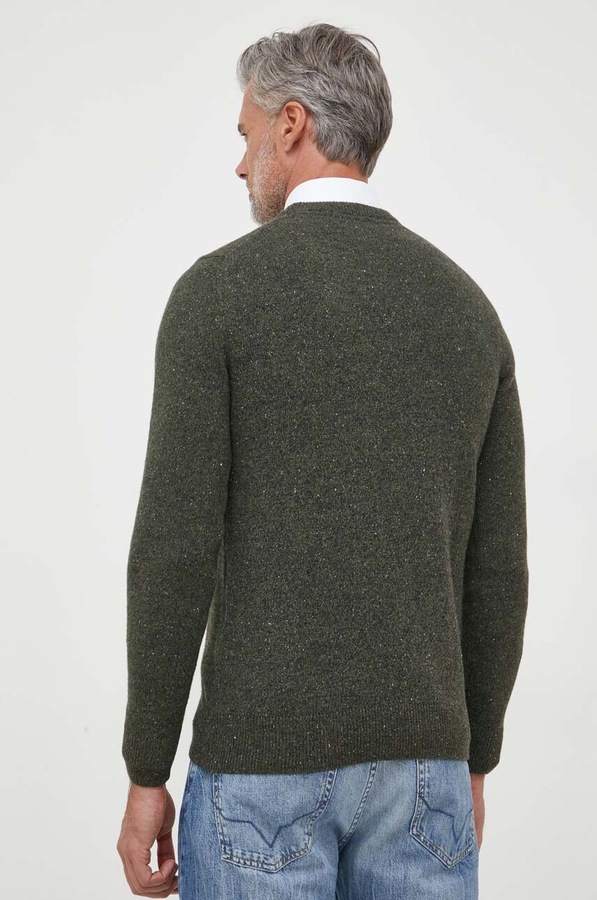 Светр чоловічий з вовною Barbour колір зелений фото 2