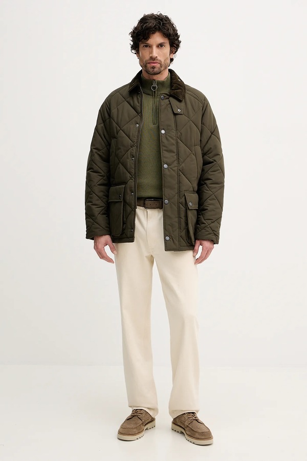 Светр чоловічий бавовняний Barbour ESSENTIALS колір зелений фото 2