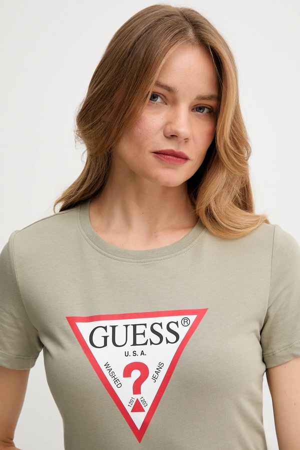 Хлопковая футболка Guess цвет розовый фото 2